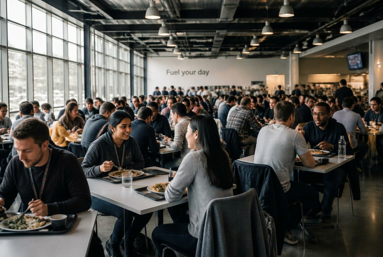 A modern canteen dining hall